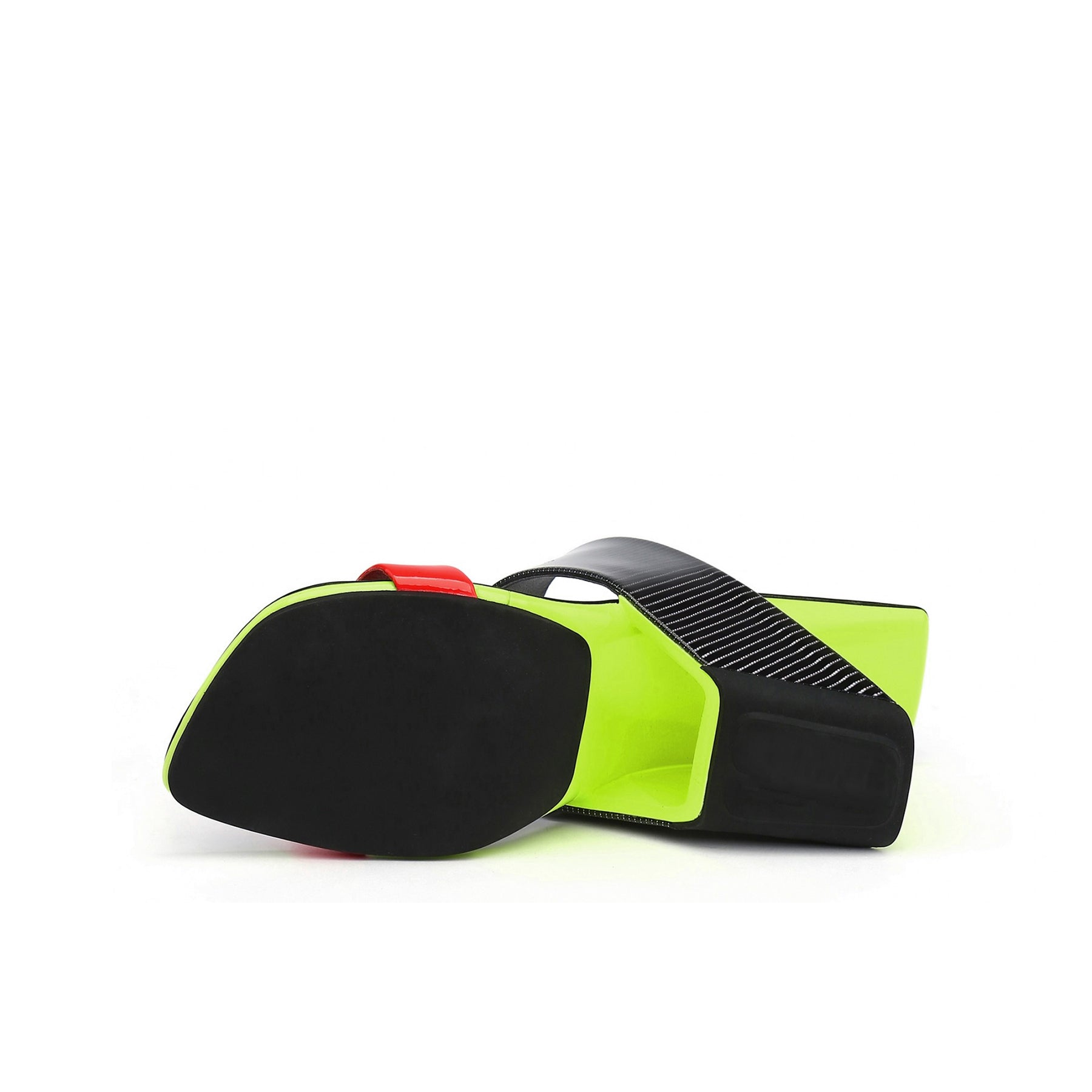 Double Strap Textured Slip On with Hollow Heels-4