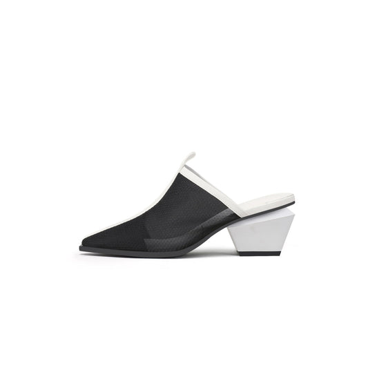 Duotone Mesh Leather Mules-0