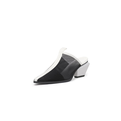 Duotone Mesh Leather Mules-1