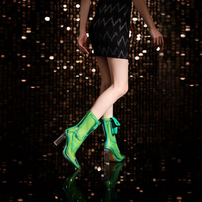 Electrifiying Neon Transparent Ankle Boots-2
