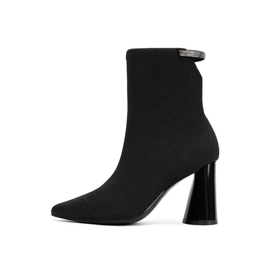 Elegant Pointed Toe Block Heel Ankle Boots-0