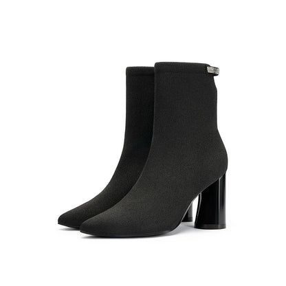 Elegant Pointed Toe Block Heel Ankle Boots-1