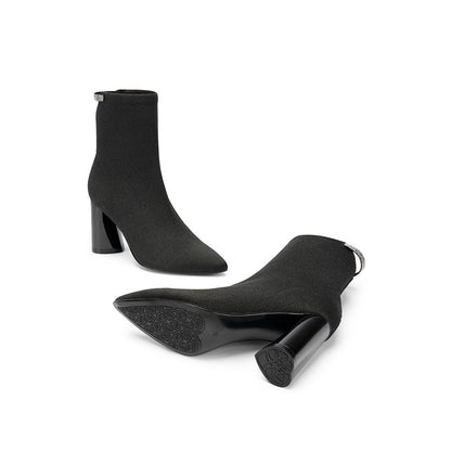 Elegant Pointed Toe Block Heel Ankle Boots-3