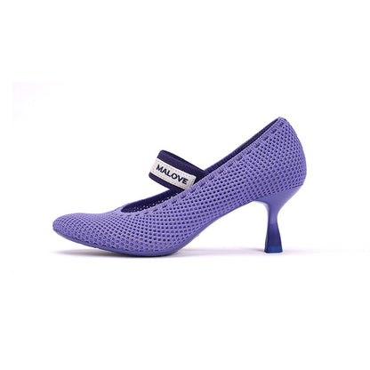 Fishnet Round Toe Mary Jane Pumps-6