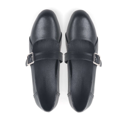 Casual Fringed Black Leather Mary Jane Shoes-4