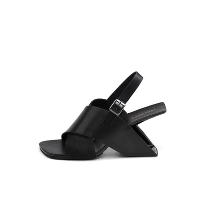 Frivolous Criss Cross Ankle Square Toe Ankle Strap Sandals-5