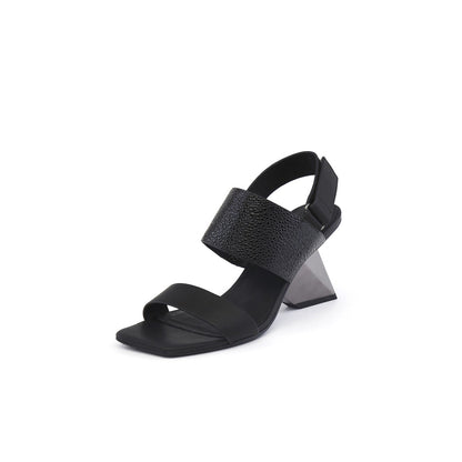 Geometic Heel Fusion Strap Slingback Sandals-1