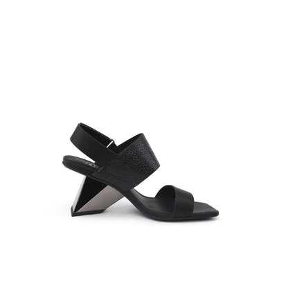 Geometic Heel Fusion Strap Slingback Sandals-2