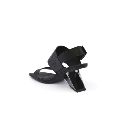 Geometic Heel Fusion Strap Slingback Sandals-3