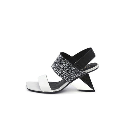 Geometic Heel Fusion Strap Slingback Sandals-6
