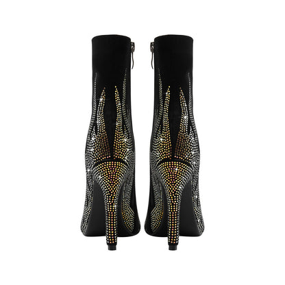 Golden Fire Black Ankle Boots-4