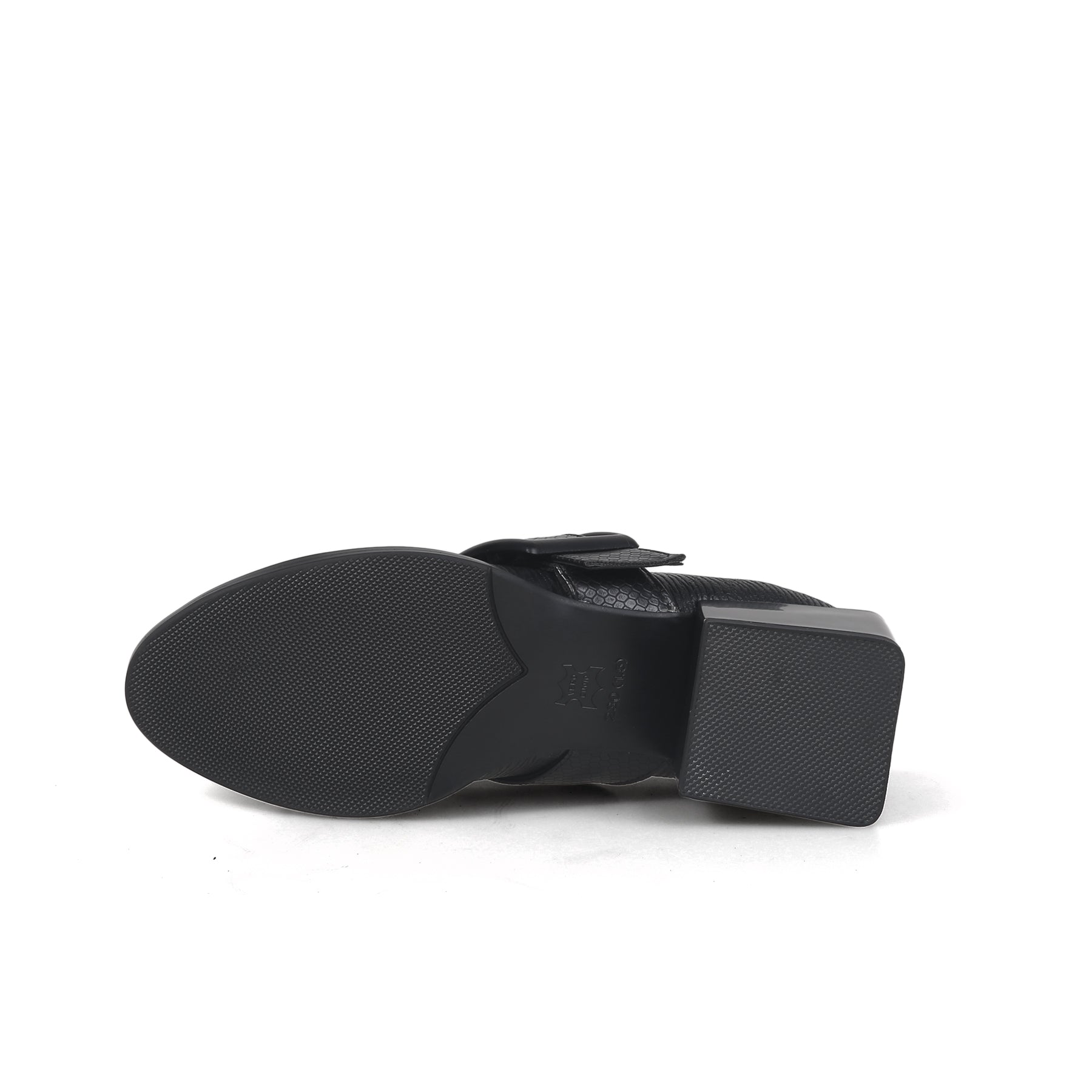Leather Loafers with Mid-Length Block Heel Pumps-4