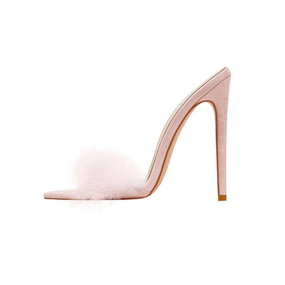 Lightweight Fluffy Pink Heels-1