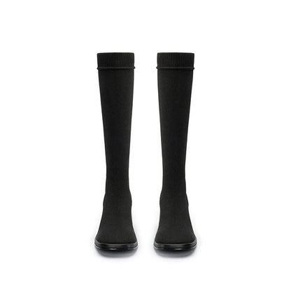 Mademoiselle Round Toe Knee High Sock Boots-2