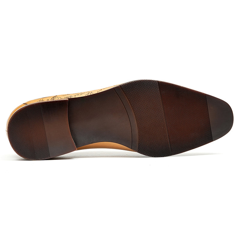 Men’s Calfskin Elite Oxford Shoes with Artistic Script Engraving-4