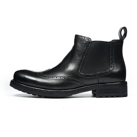 Men’s Chelsea Boots with Wingtip Brogue Detailing and Rugged Soles-0