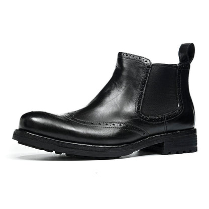Men’s Chelsea Boots with Wingtip Brogue Detailing and Rugged Soles-1