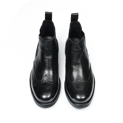 Men’s Chelsea Boots with Wingtip Brogue Detailing and Rugged Soles-3