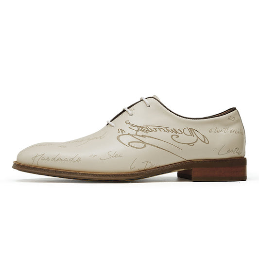 Men’s Script-Engraved Lace up Oxford Dress Shoes-0