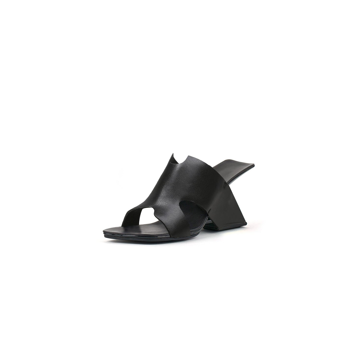 Modern Leather Heel Mule Sandals-1