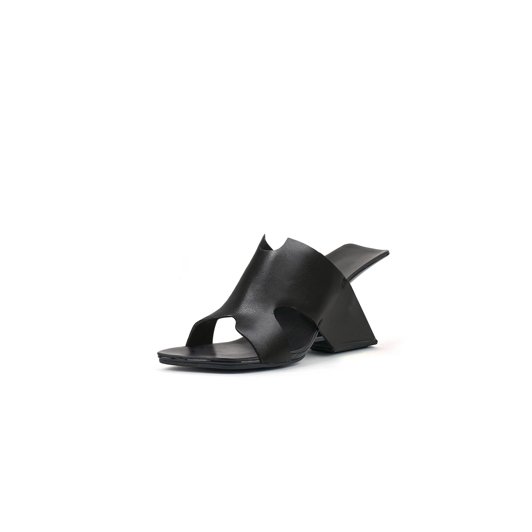 Modern Leather Heel Mule Sandals-1