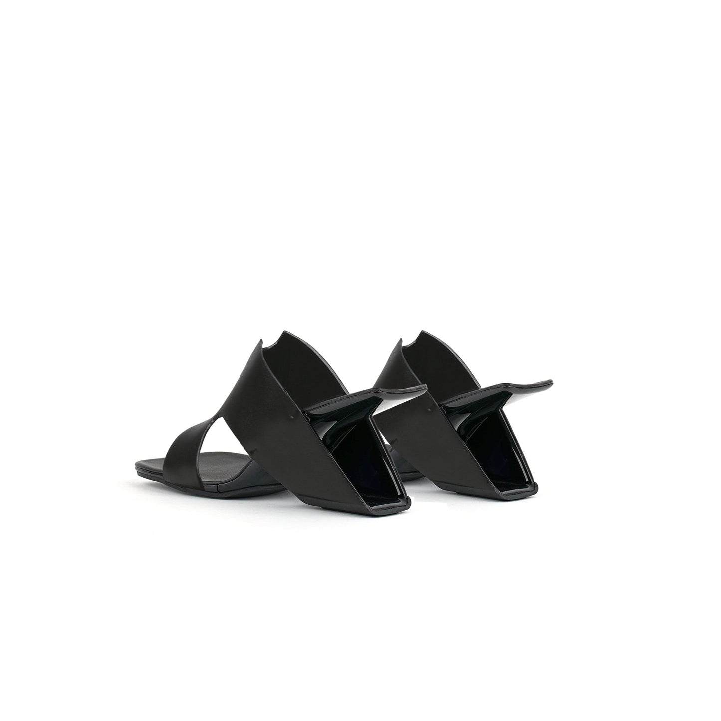 Modern Leather Heel Mule Sandals-3