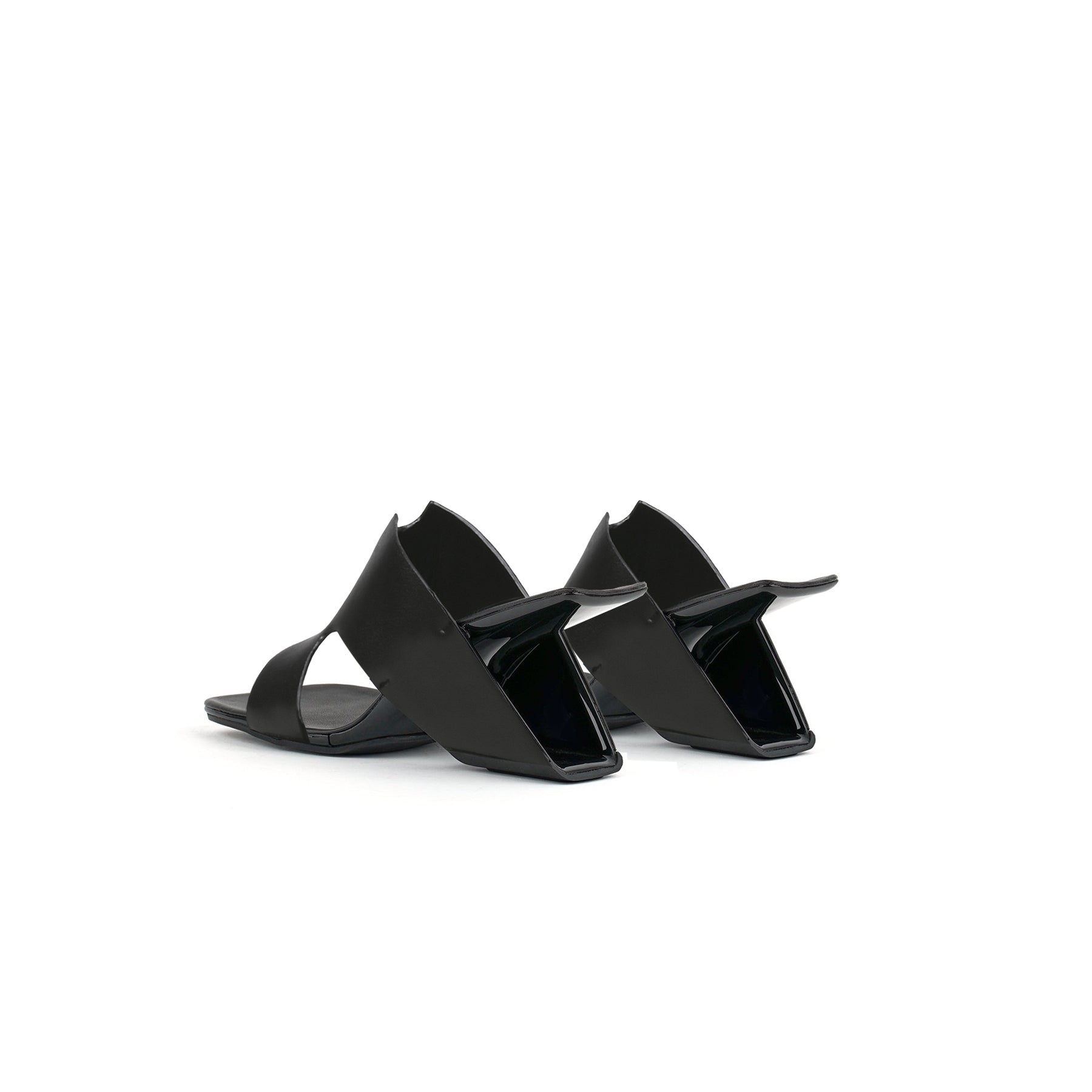 Modern Leather Heel Mule Sandals-3