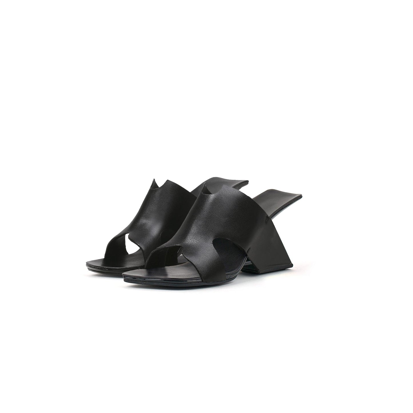 Modern Leather Heel Mule Sandals-4