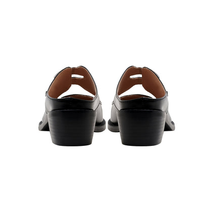 Pointed Leather Mules with Buckles-3