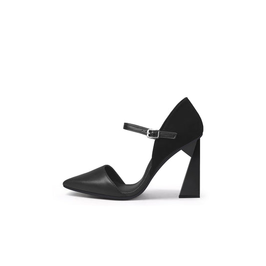 Pointed Toe Ankle Strap Trape Heel Pumps-0