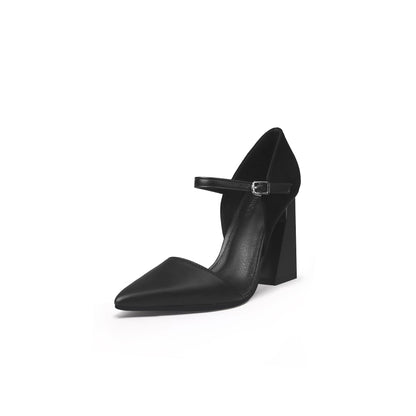 Pointed Toe Ankle Strap Trape Heel Pumps-1