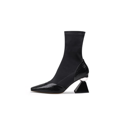 Pointed Toe Glam Ankle Boots-0