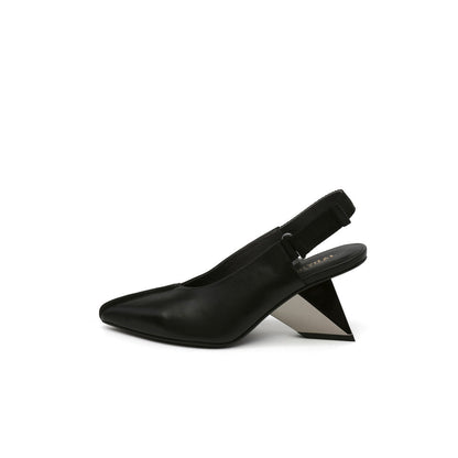Pointed Toe Leather Slingback Sandals-0