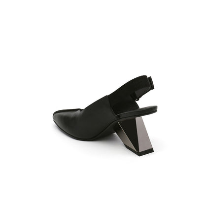 Pointed Toe Leather Slingback Sandals-3