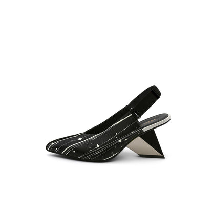 Pointed Toe Leather Slingback Sandals-5