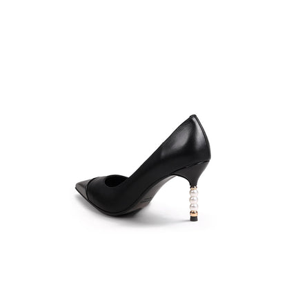 Pointed Toe Pearl Heel Stilettos-3