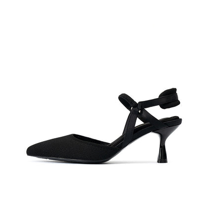Pointed Toe Slingback Strap Kitten Heels-5