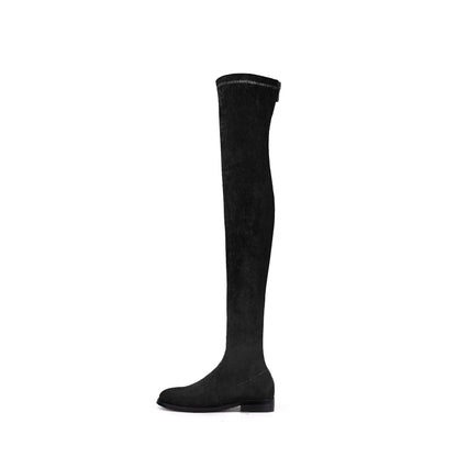 Posh Low Heel Thigh Boots with Full Back Zipper-0