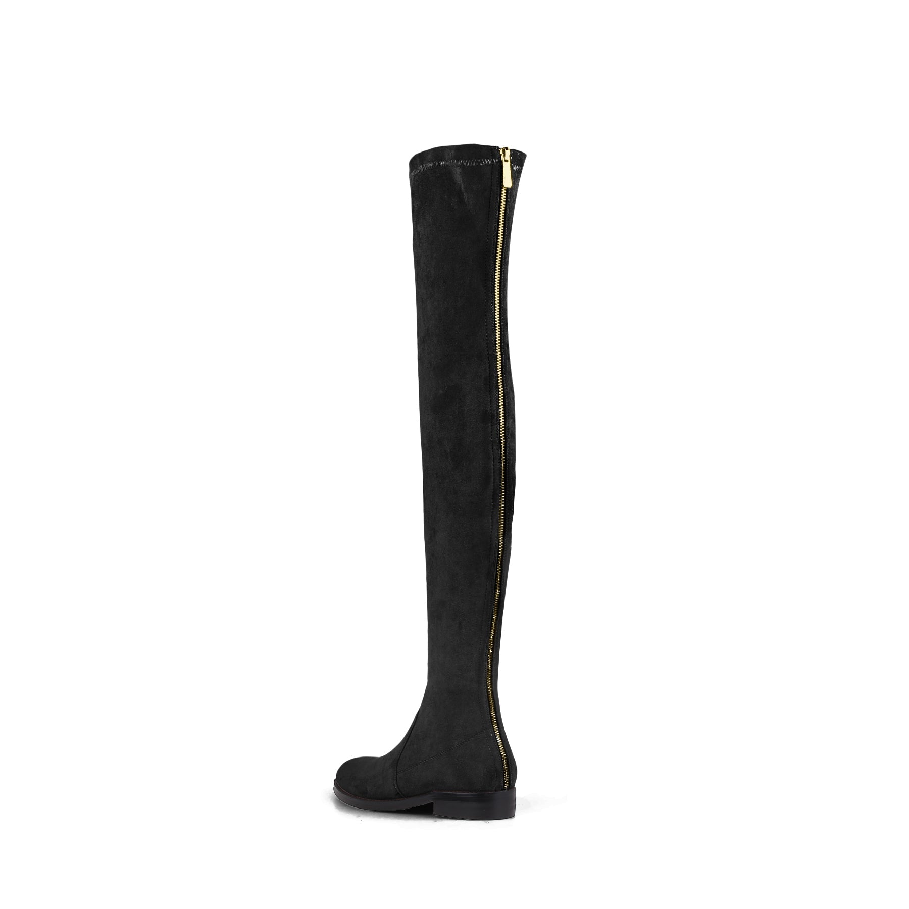 Posh Low Heel Thigh Boots with Full Back Zipper-3