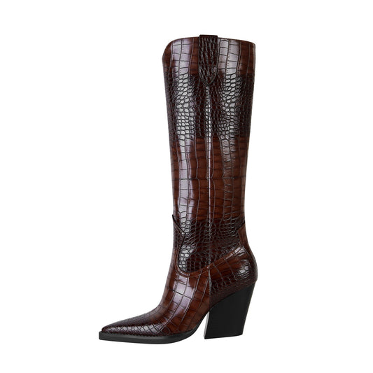 Rich Tone Leather Country Knee High Boots