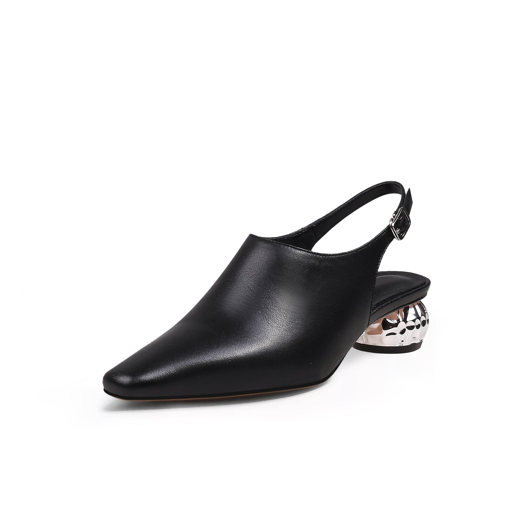 Sculptural Ball Heel Slingback Sandals-1