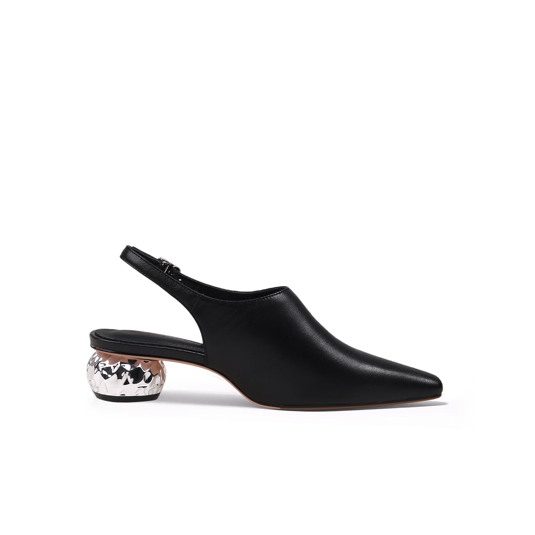 Sculptural Ball Heel Slingback Sandals-2