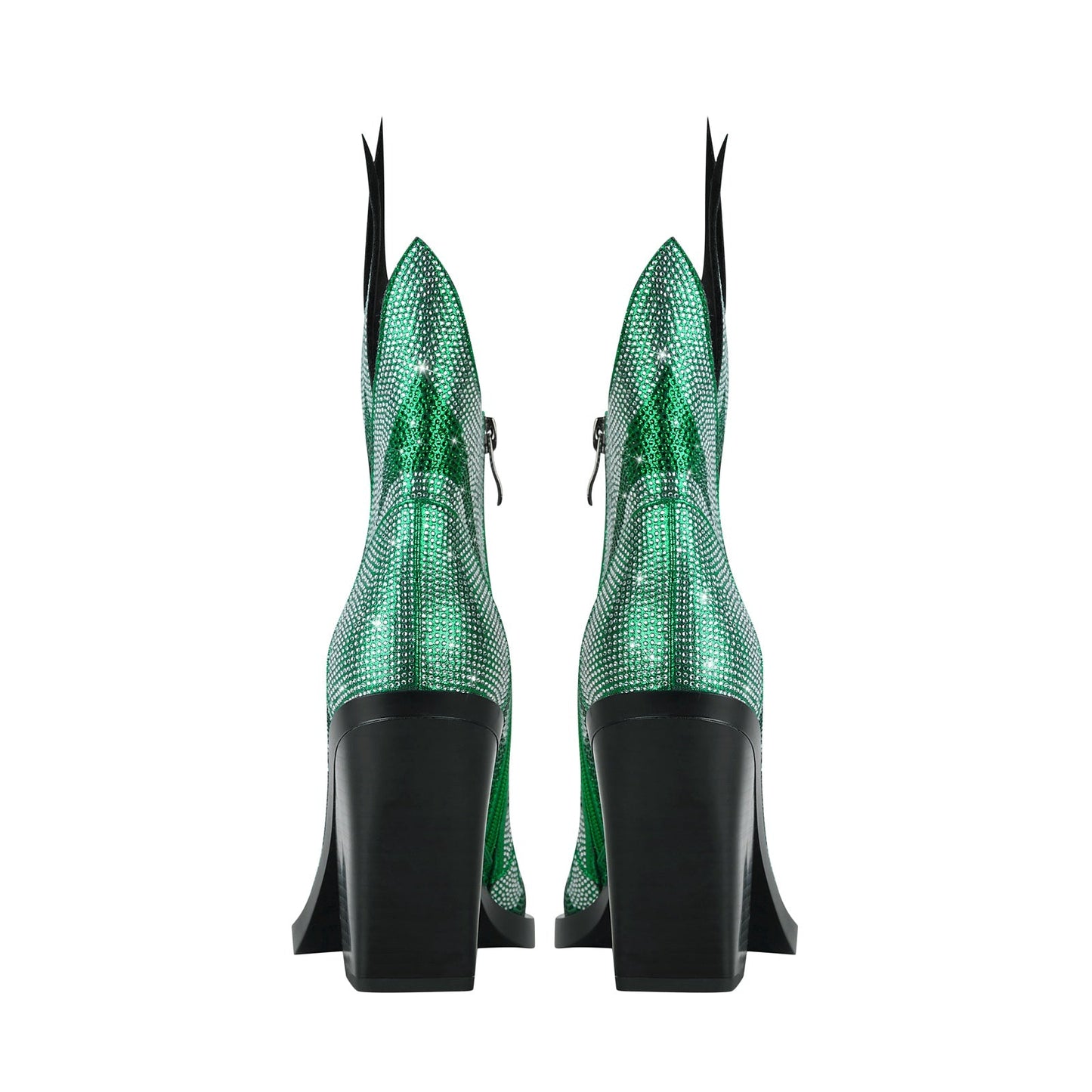 Sparkling Rhinestone Flame Pointed Toe Boots-3