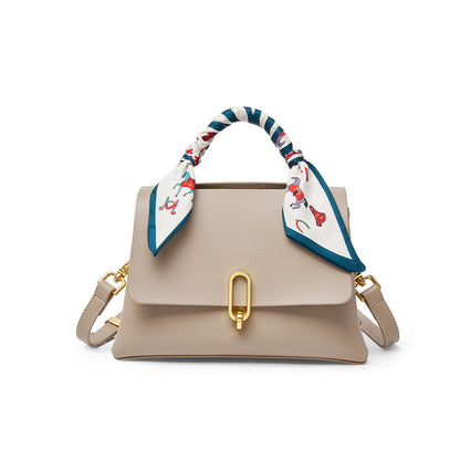Structured Apricot Satchel with Scarf-0