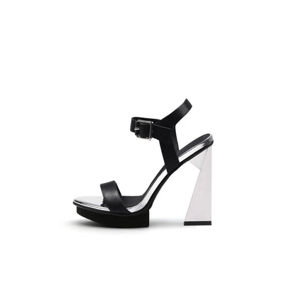 Classic Ankle Strap Triangular Skyscraper Heels-5