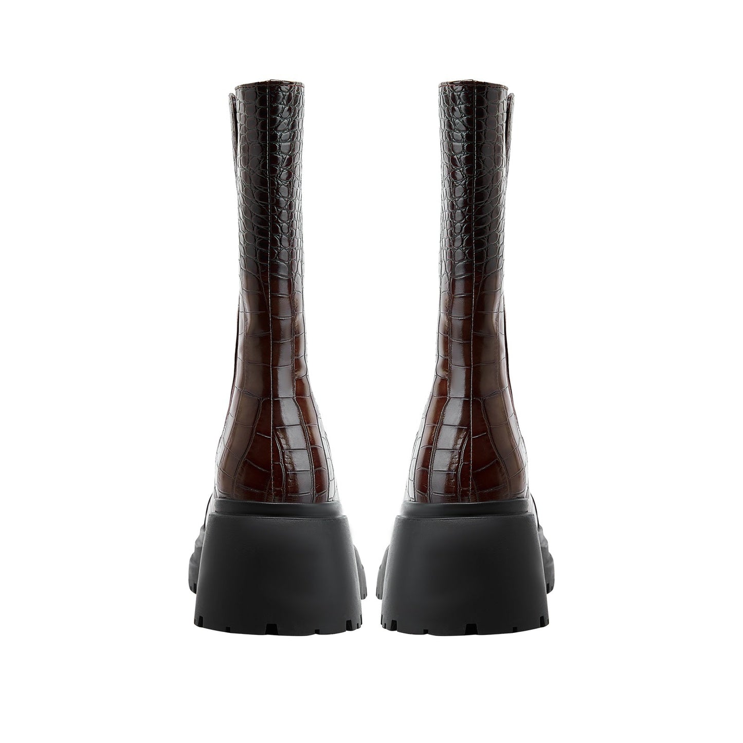 Two Tone Crocodile Embossed Walking Boots-4