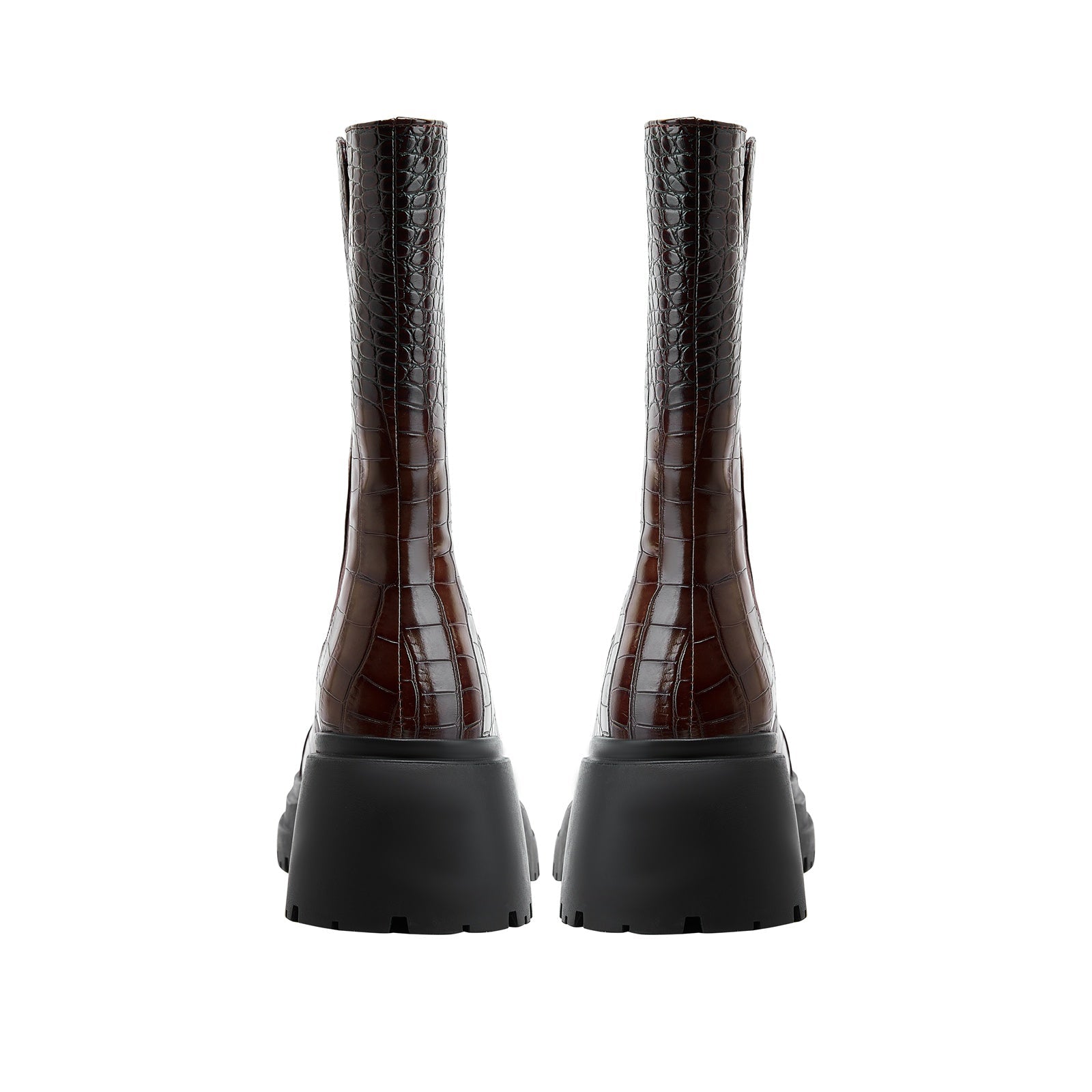 Two Tone Crocodile Embossed Walking Boots-4