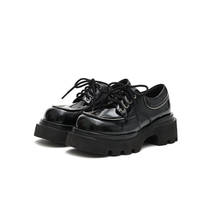 Versatile Chunky Round-Toe Leather Shoes-1