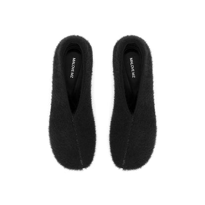 Versatile Round Toe Block Heel Fuzzy Pumps-3