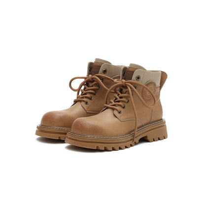 Versatile Round-Toe Lace-Up Platform Martin Boots-2